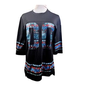 On The Byas Jersey Mesh Aztec Print Black Small Streetwear Boho Festival